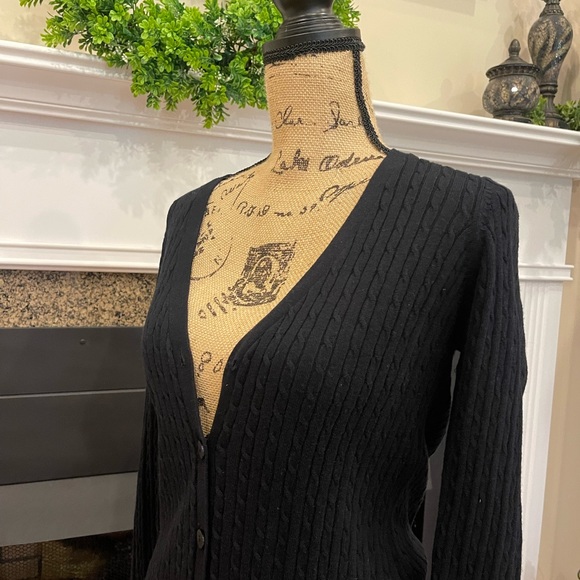 Shu Shu Cable Knit Black Fitted Button Down Sweater Dress Small - Picture 3 of 6